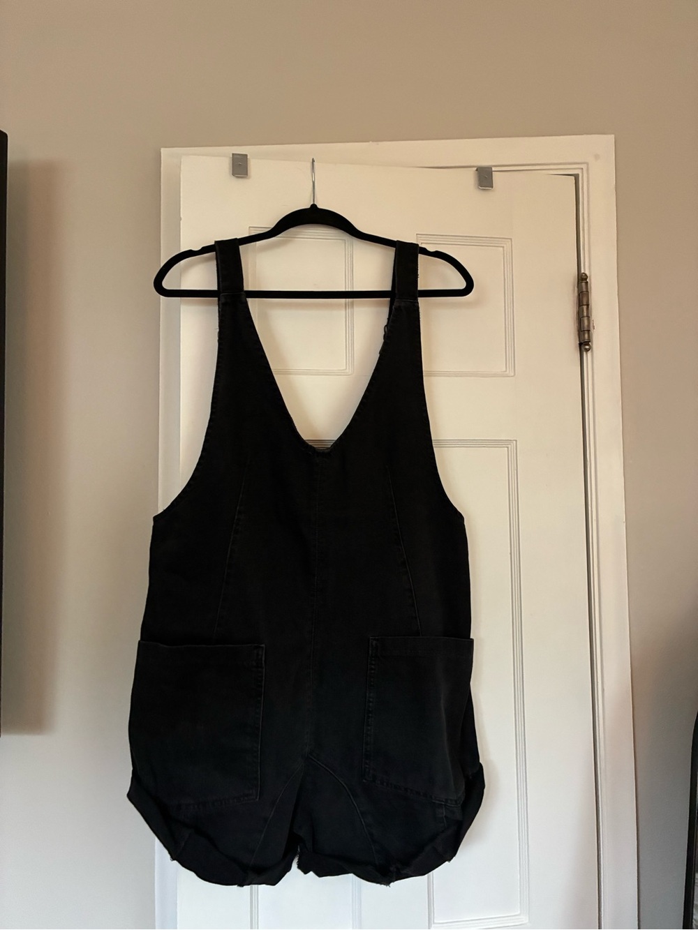 Free People Black Denim Romper Overalls